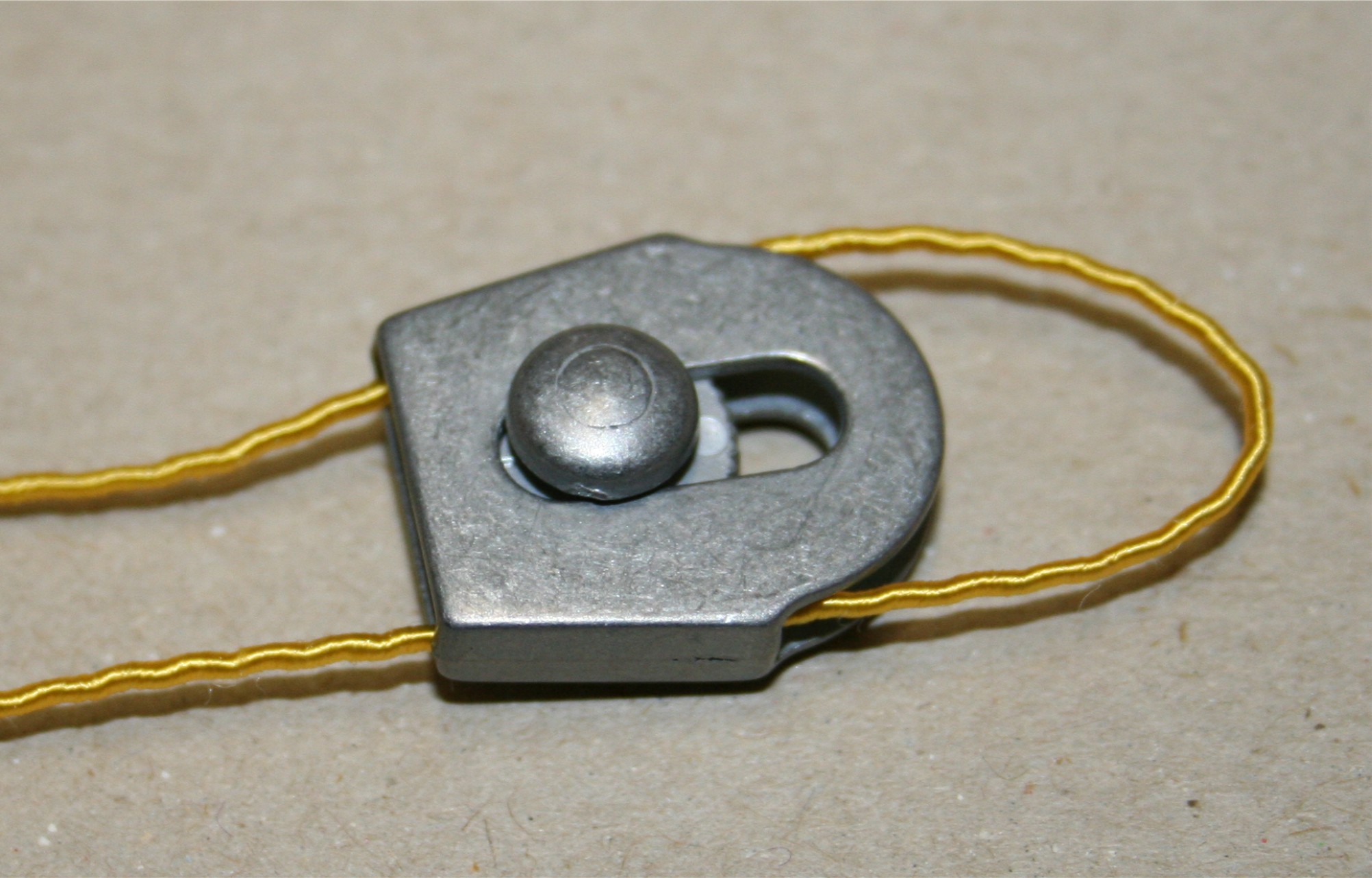 Kordel-Stopper Metall, Kordel-Klemme (gerade Form/ 1 Loch) metall/ single, Kordelstopper, Metall, Zubehör